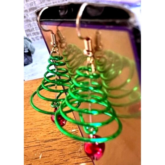Christmas Tree Earrings Jingle Bells New Dangle Hooks Festive Holiday Pa… - Picture 3 of 12